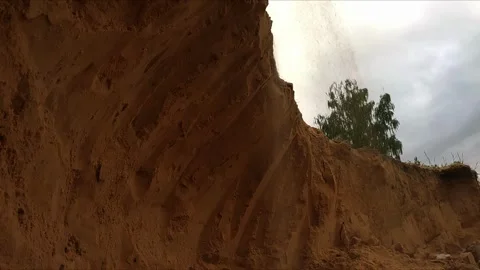Cave quarry collapse, sand collapse, destruction, landslides, slow motion Stock Footage 249412254