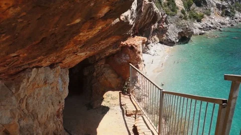 Cave in rock on seaside Stock Footage 113190410