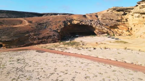 Cave in sandstone cliffs, Angola Stock Footage 310664995