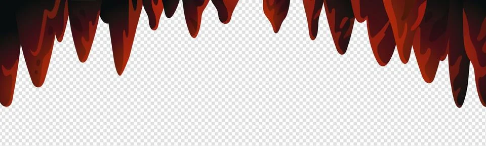 Cave stalactites, Cave ceiling with underground stone stalactites on white Stock Illustration