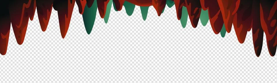 Cave stalactites, Cave ceiling with underground stone stalactites on white Stock Illustration