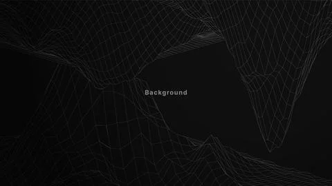 Cave terrain mountain surface contour. Black surface and white vector grid .. 스톡 일러스트