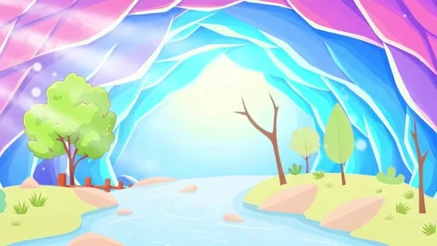 Cave Tree River: Mountain Range Nature Stock-Footage 305434236