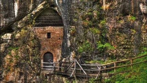 Cave under Predjama Castle Stock Footage 145348898