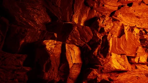 Cave Wall In Fire Glow Moving Shot Stock Footage 336634108