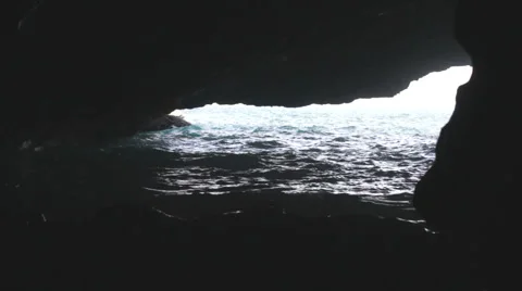 Cave with wave splash Stock Footage 998058