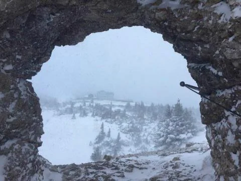 A cave in the winter time Stock Photos