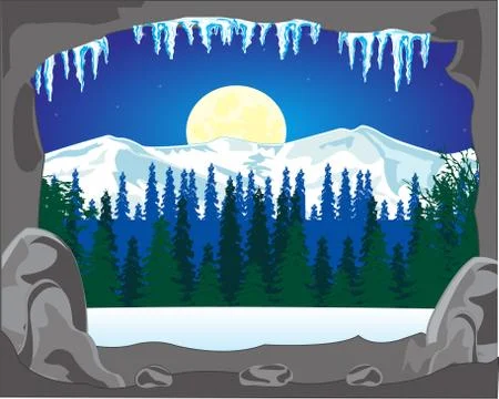 Cave in wood Stock Illustration