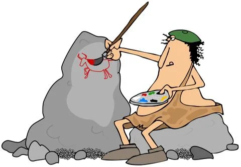 Caveman artist Illustrazione stock