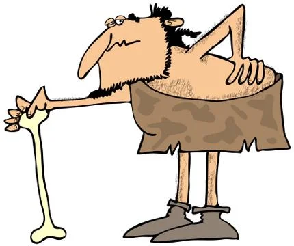 Caveman with a bad back Stock Illustration
