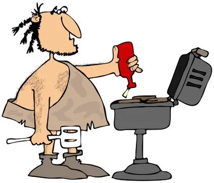 Caveman BBQ Stock Illustration