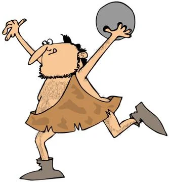Caveman bowling Stock Illustration