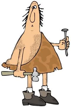 Caveman carpenter Stock Illustration