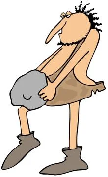 Caveman carrying a boulder Stock Illustration