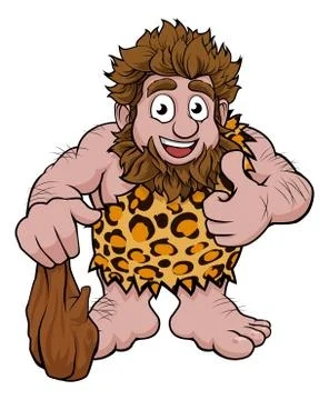 Caveman Cartoon 스톡 일러스트