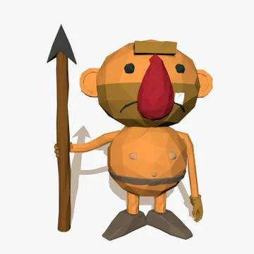 Caveman character low poly Stock Illustration