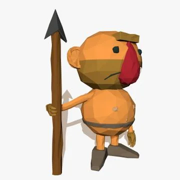 Caveman character low poly Stock Illustration