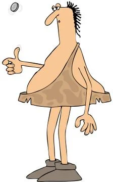 Caveman coin toss Stock Illustration