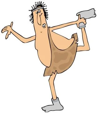 Caveman doing a stretch Stock Illustration