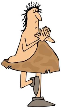 Caveman doing yoga Stock Illustration