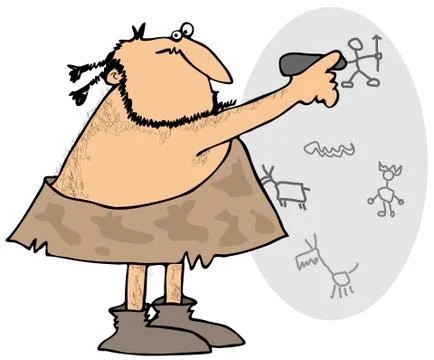 Caveman drawing on a wall Stock Illustration