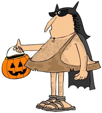 Caveman dressed up as a bat Stock Illustration