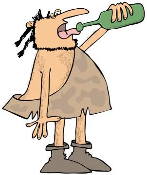 Caveman drinking wine Stock Illustration