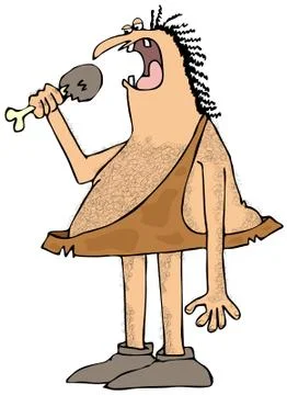 Caveman eating a drumstick Illustrazione stock