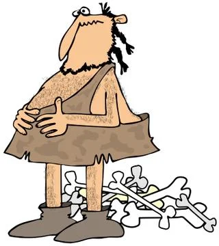 Caveman with a full stomach Stock Illustration