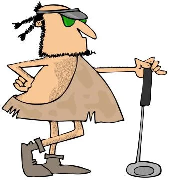 Caveman golfer Stock Illustration