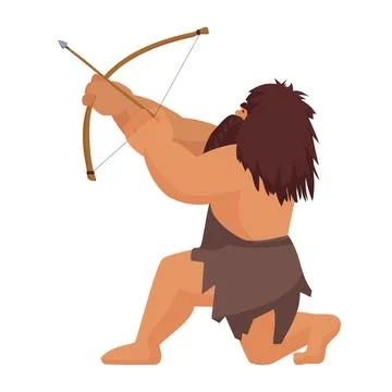 Caveman hunting with bow Stock Illustration