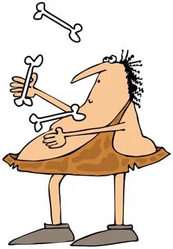 Caveman juggler Stock Illustration