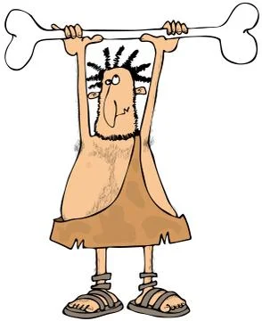 Caveman lifting a bone Stock Illustration