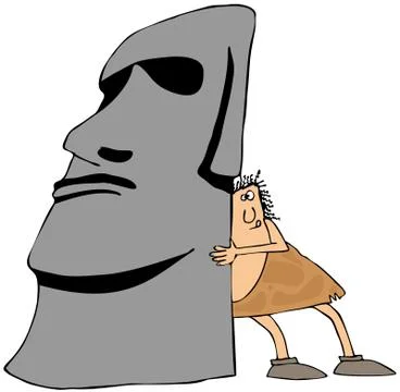 Caveman moving monolith Stock Illustration