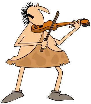 Caveman playing a violin Stock Illustration