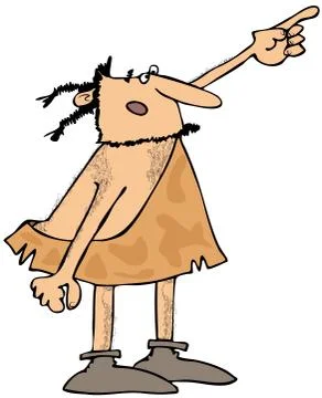 Caveman pointing Stock Illustration