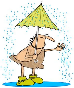 Caveman in the rain Stock Illustration