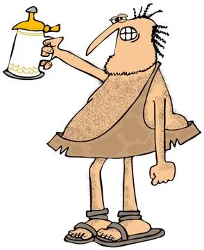 Caveman raising a beer stein Illustrazione stock