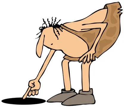 Caveman relieving himself Stock Illustration