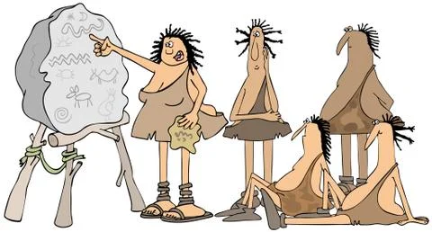 Caveman school in session Stock Illustration