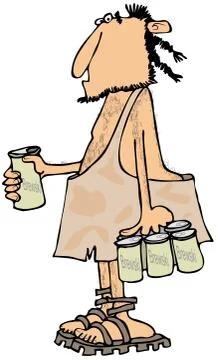 Caveman with a six-pack Stock Illustration