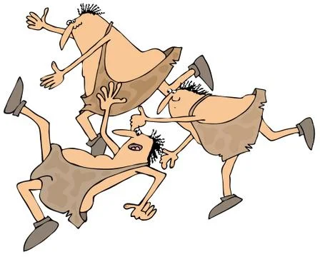 Caveman slip, trip &amp; fall Stock Illustration