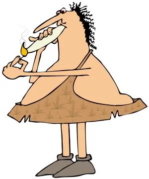 Caveman smoking a joint Stock Illustration