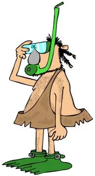Caveman snorkeler Stock Illustration