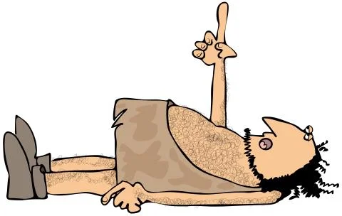 Caveman stargazer Stock Illustration