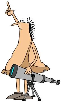 Caveman stargazer Stock Illustration