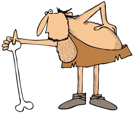Caveman stooped over Stock Illustration
