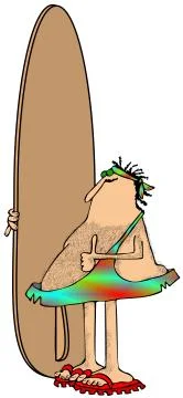 Caveman surfer Stock Illustration