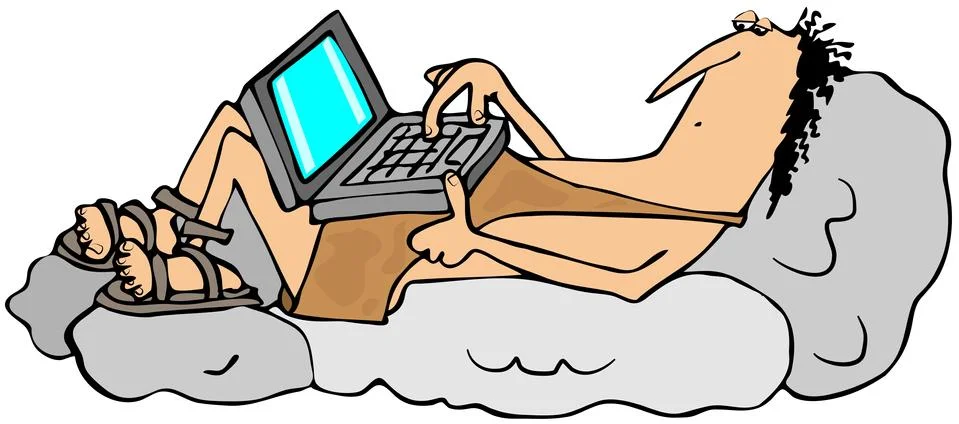 Caveman techie Stock Illustration