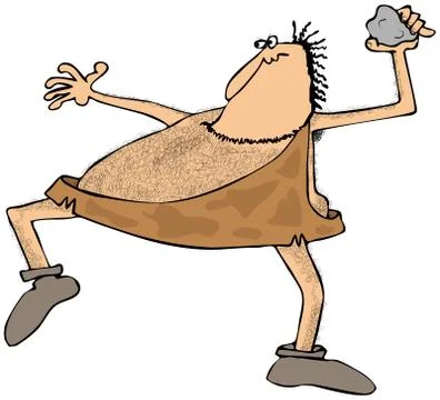Caveman throwing a rock Stock Illustration